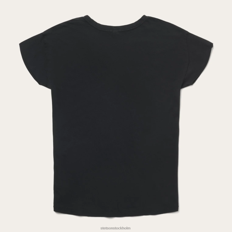 Stetson kvinnor john b. eagle grafisk t-shirt LLFB475 kläder svart
