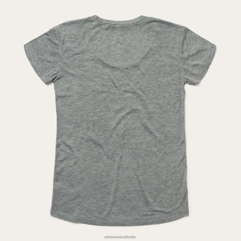 Stetson kvinnor solnedgång grafisk t-shirt LLFB470 kläder grå