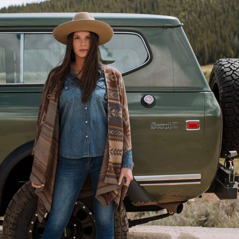 Stetson kvinnor aztektryckt tröja poncho LLFB539 kläder mång