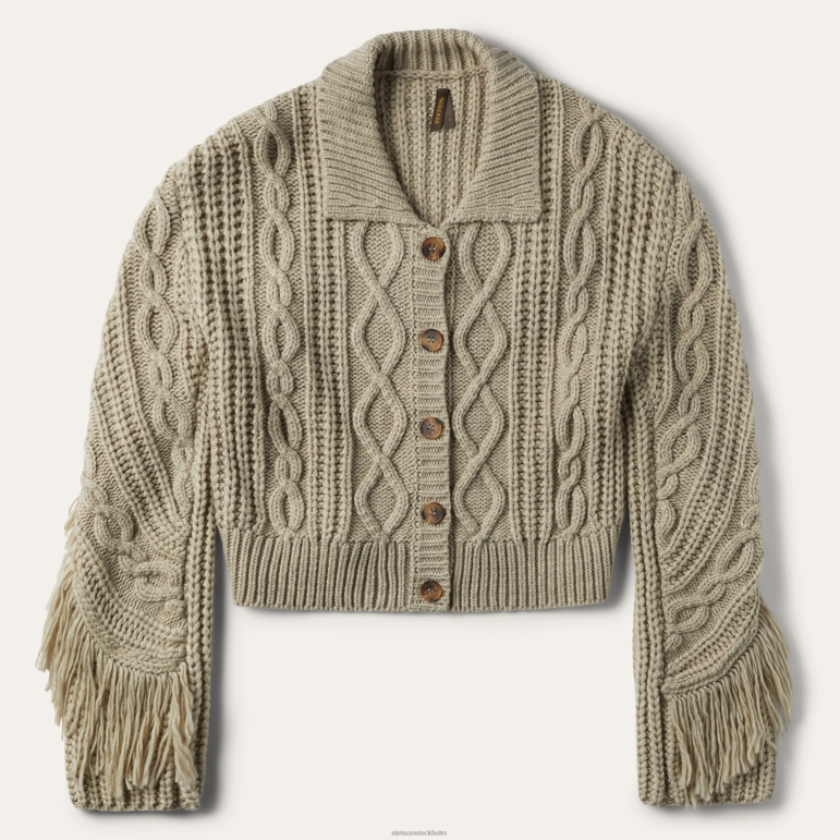 Stetson kvinnor krämfransad cardigan LLFB535 kläder solbränna