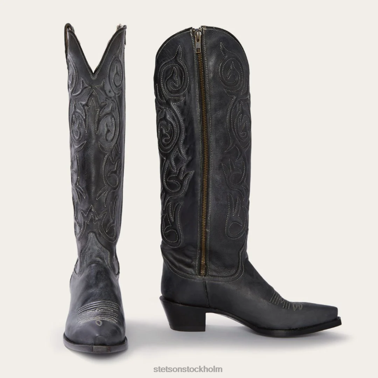 Stetson kvinnor cowboystövel med dragkedja på sidan LLFB275 Skodon svart