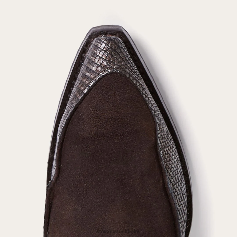 Stetson kvinnor dakota mocka & teju cowboystövel LLFB252 Skodon brun