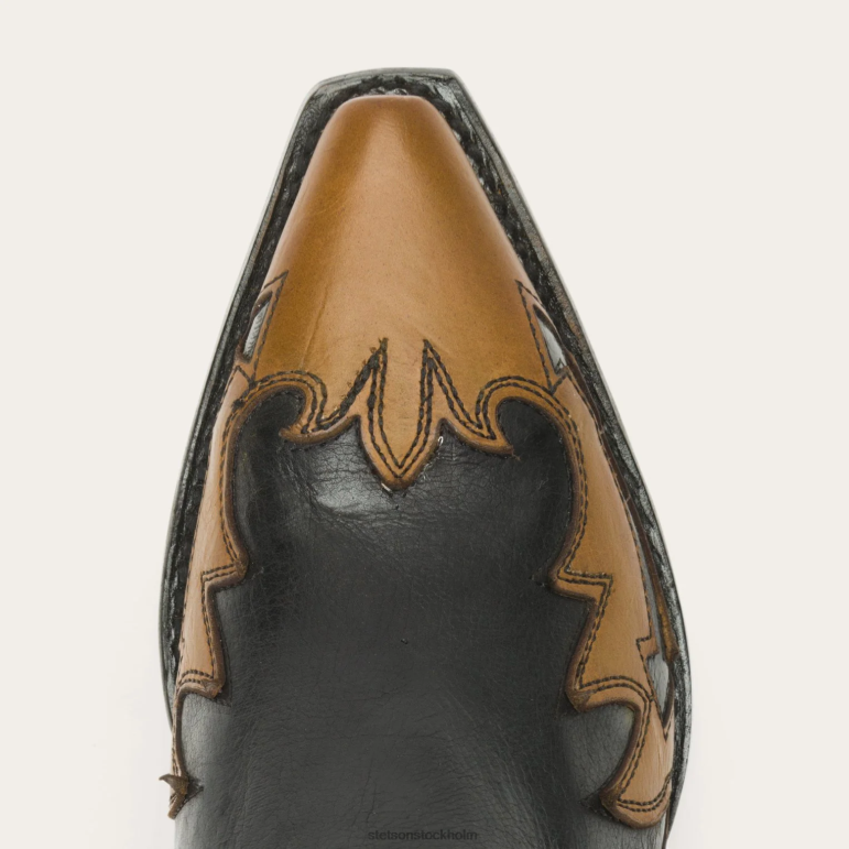 Stetson kvinnor faye cowgirl & hästunderlägg läderstövel LLFB260 Skodon svart