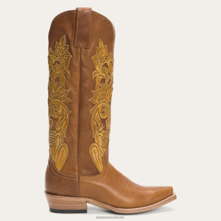 Stetson kvinnor jules handbearbetad läderstövel LLFB248 Skodon brun
