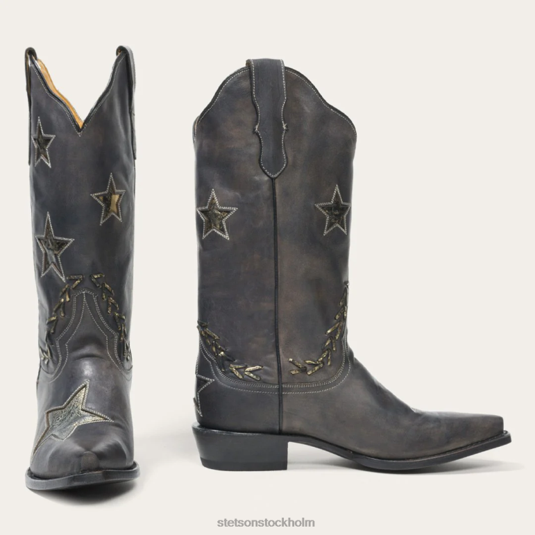 Stetson kvinnor stjärna nödställd cowboy boot LLFB251 Skodon svart