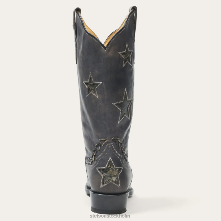 Stetson kvinnor stjärna nödställd cowboy boot LLFB251 Skodon svart