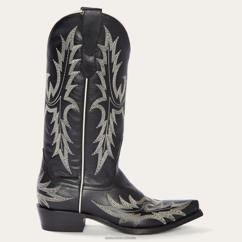 Stetson kvinnor tina flame broderad cowboystövel LLFB265 Skodon svart