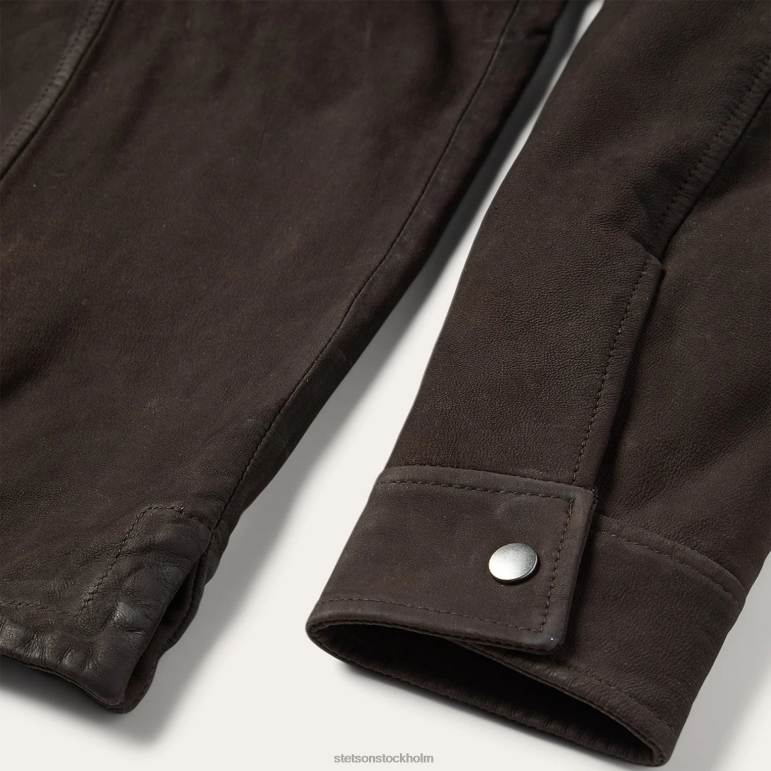 Stetson män västernskjortjacka i skinn LLFB413 kläder brun