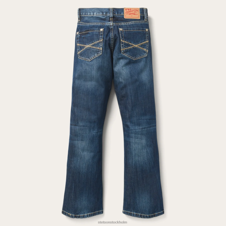 Stetson män 1014 passform semi-destructed wash jeans LLFB386 kläder blå