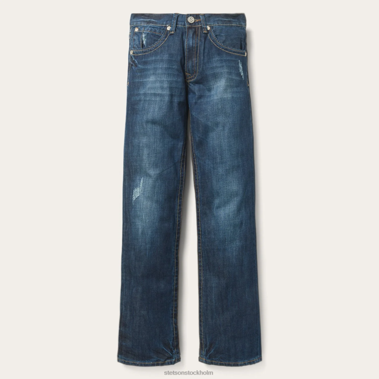 Stetson män 1312 fit jeans med bakficka detalj LLFB384 kläder blå
