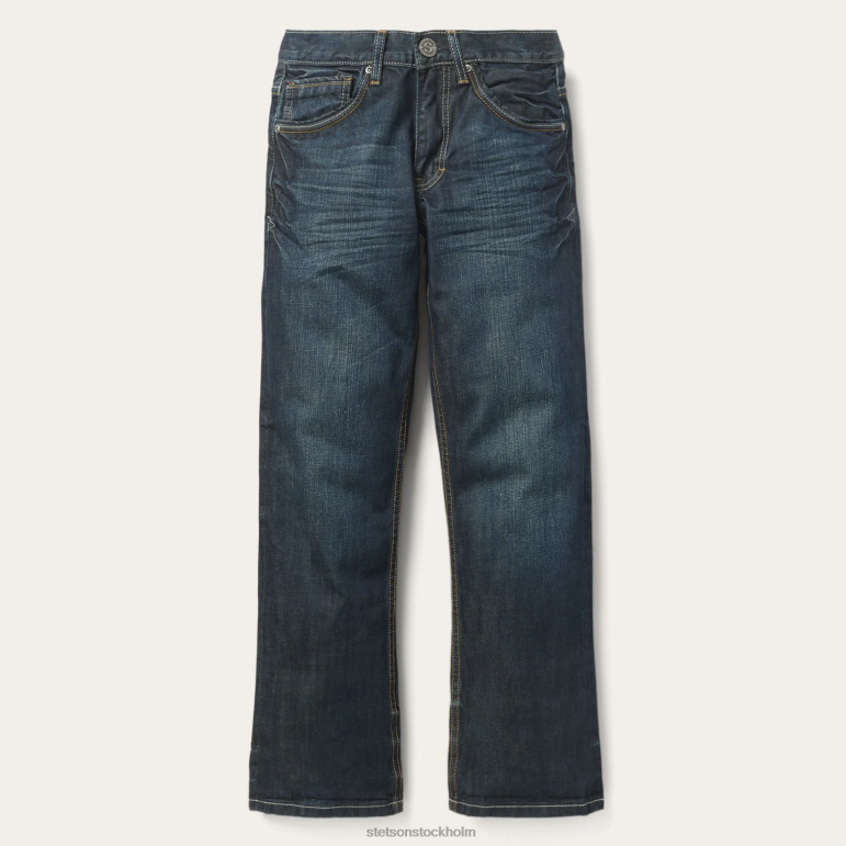 Stetson män 1312 passform jeans med en bit bakficka LLFB385 kläder blå