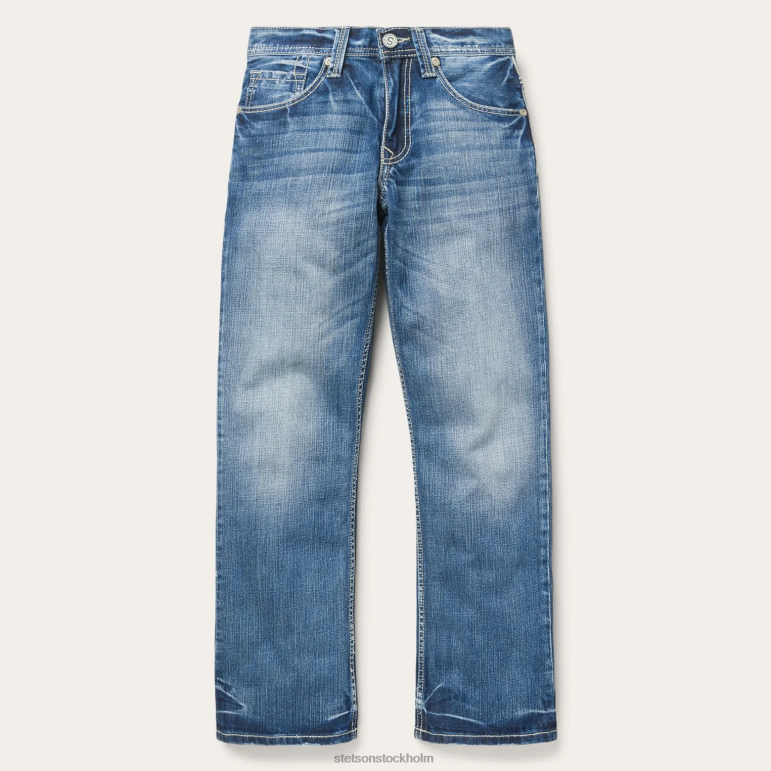 Stetson män 1312 passform lätta tvättade jeans LLFB382 kläder blå