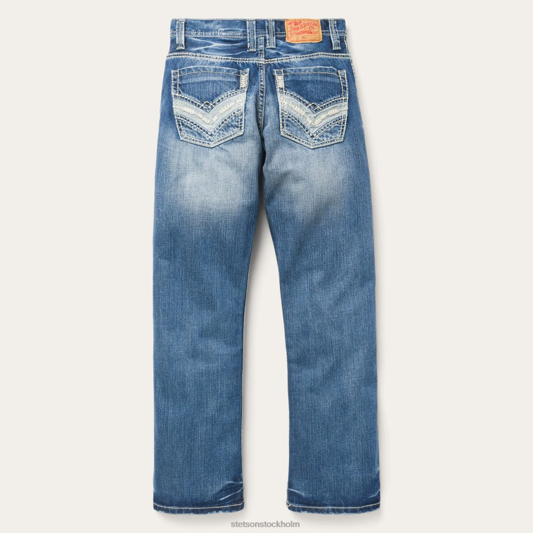 Stetson män 1312 passform lätta tvättade jeans LLFB382 kläder blå