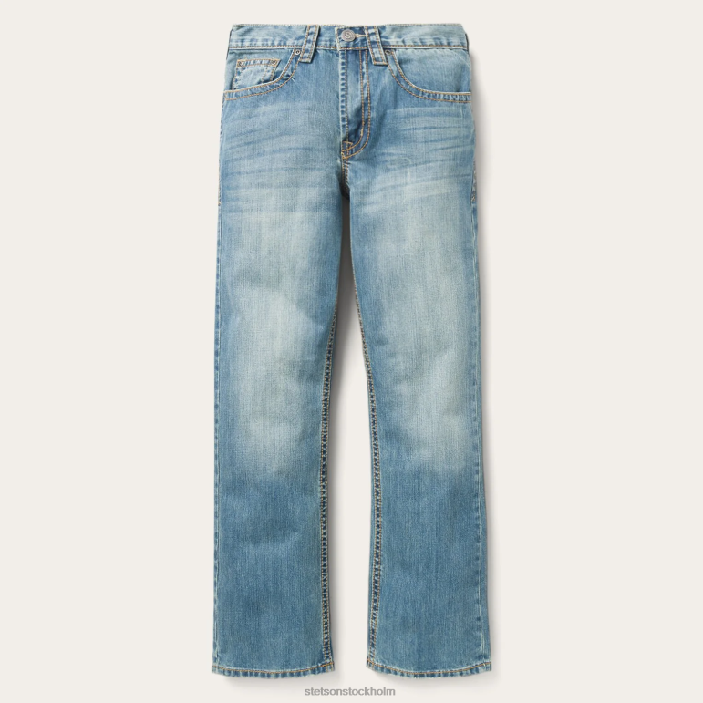 Stetson män 1520 fit lätt tvättade jeans med näbbning LLFB389 kläder blå