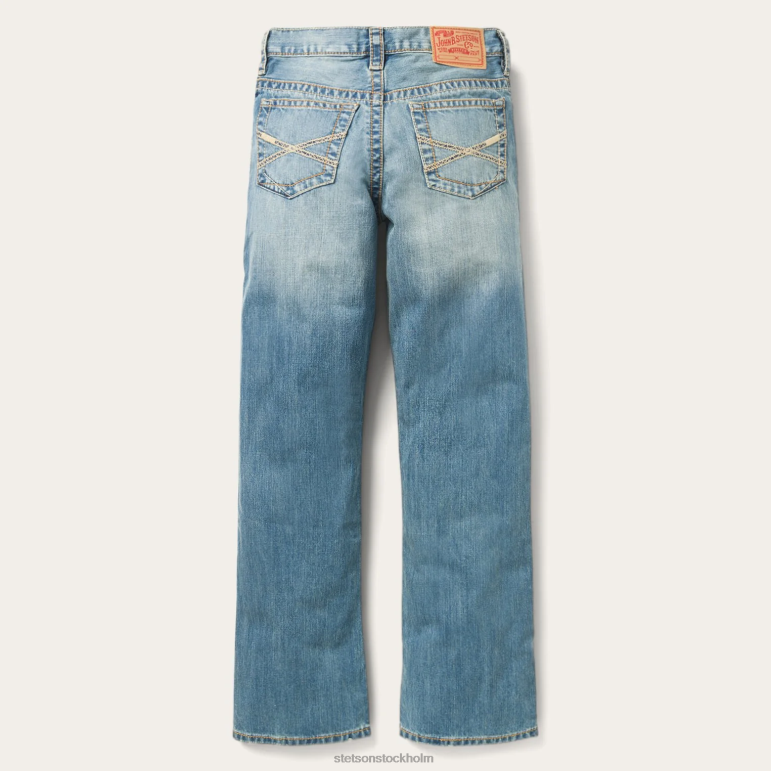 Stetson män 1520 fit lätt tvättade jeans med näbbning LLFB389 kläder blå