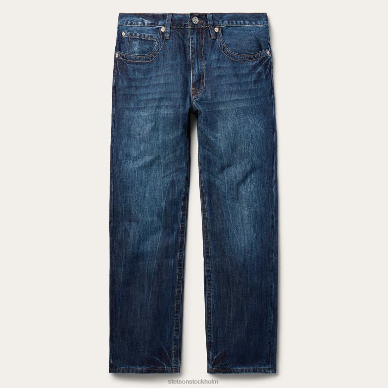 Stetson män 1520 jeans med standard passform LLFB391 kläder blå