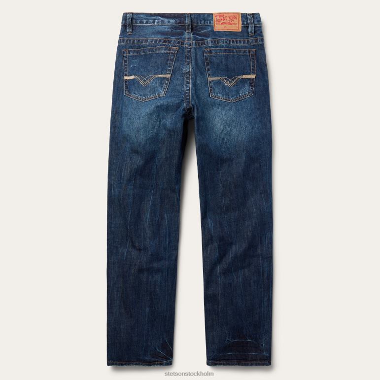 Stetson män 1520 jeans med standard passform LLFB391 kläder blå