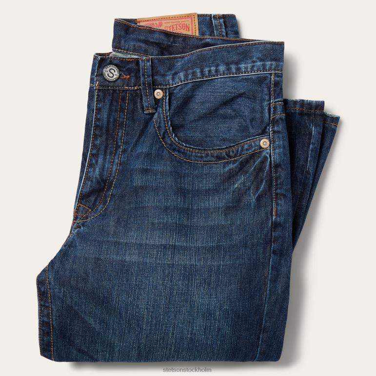 Stetson män 1520 jeans med standard passform LLFB391 kläder blå