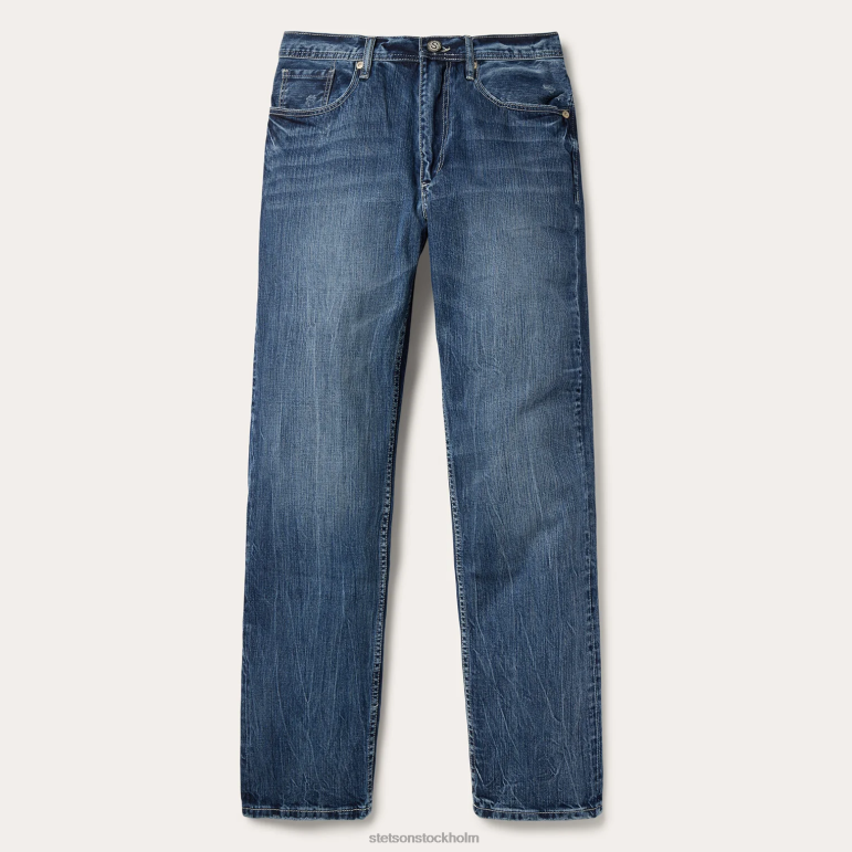 Stetson män 1520 standard jeans med raka ben i passform LLFB377 kläder blå