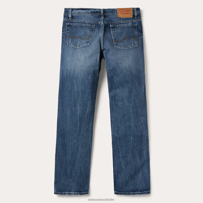 Stetson män 1520 standard jeans med raka ben i passform LLFB377 kläder blå