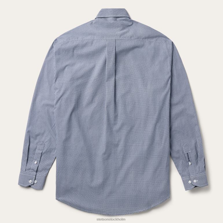 Stetson män deco skjorta med geotryckknappar fram LLFB329 kläder blå