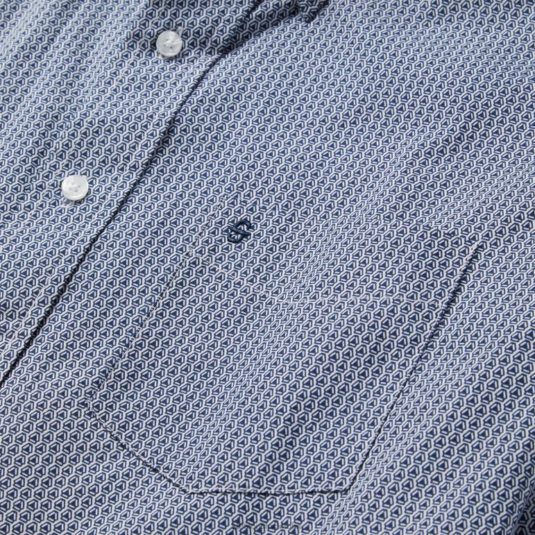 Stetson män deco skjorta med geotryckknappar fram LLFB329 kläder blå