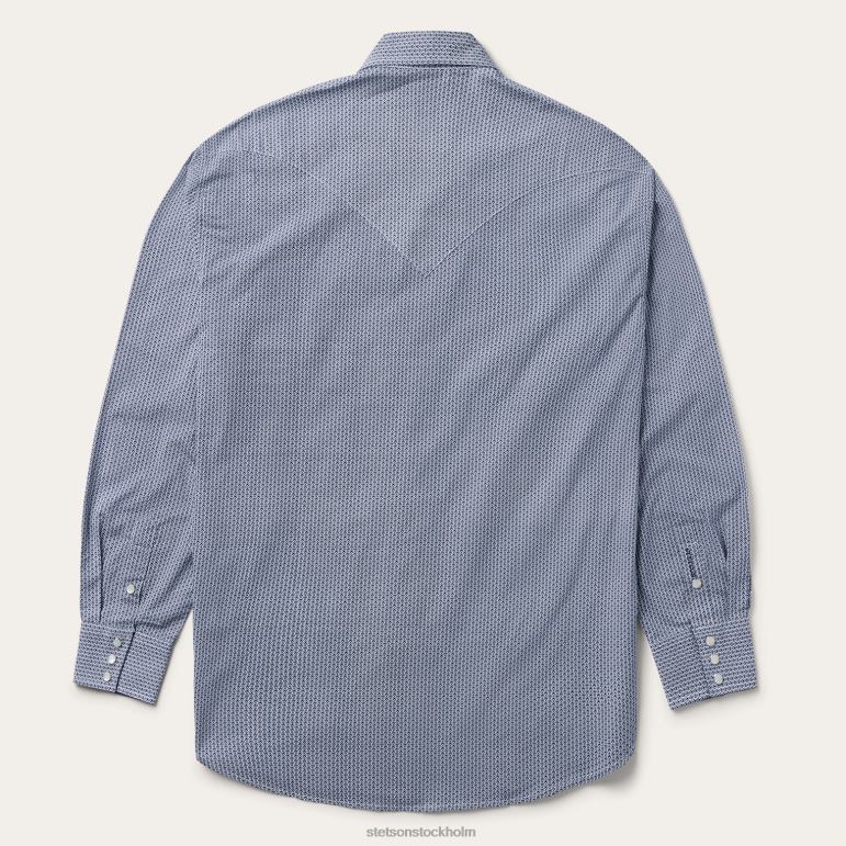 Stetson män deco västernskjorta med geotryck LLFB327 kläder blå