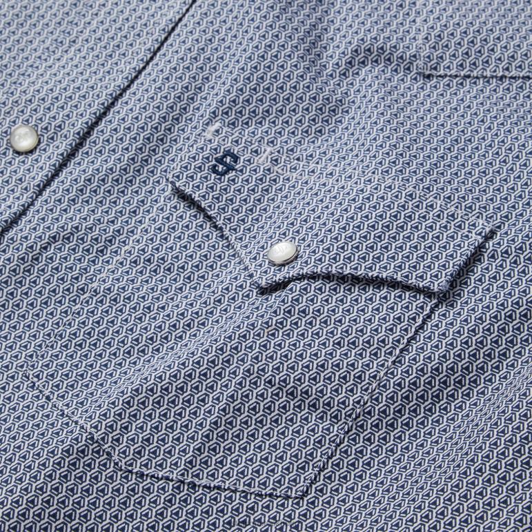 Stetson män deco västernskjorta med geotryck LLFB327 kläder blå