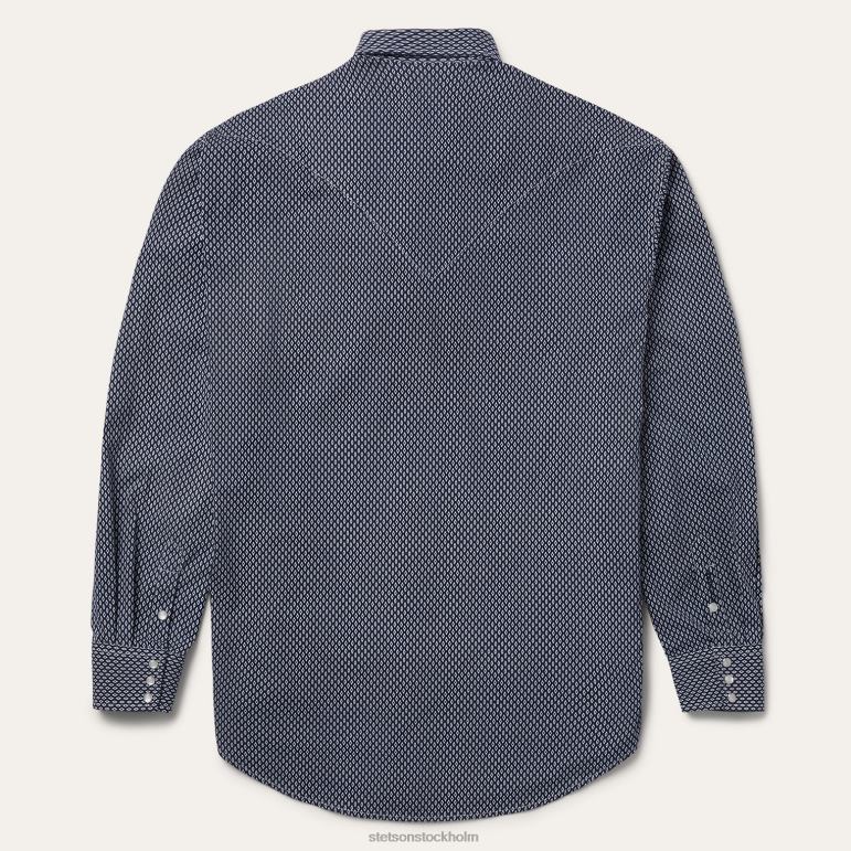 Stetson män diamond geo westernskjorta LLFB355 kläder blå