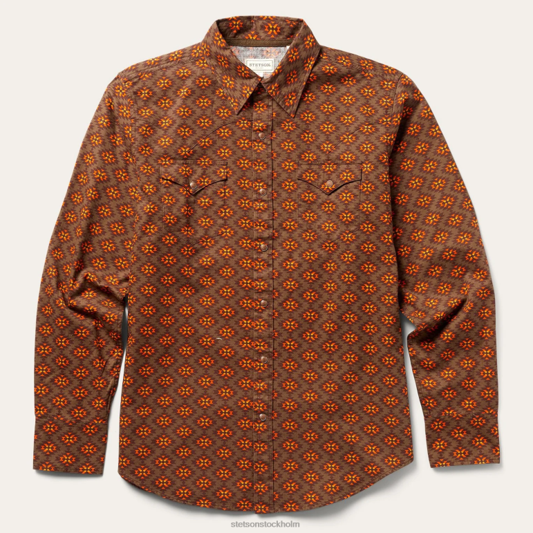 Stetson män diamondback westerntröja LLFB369 kläder orange