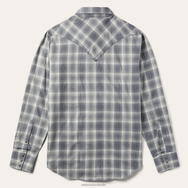 Stetson män dobby twill rutig skjorta LLFB338 kläder brun