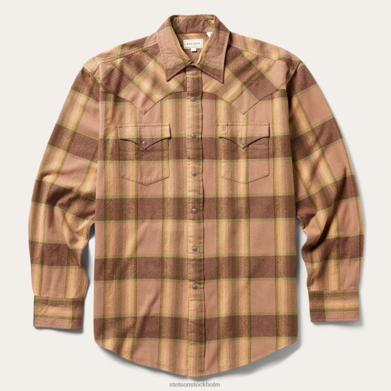 Stetson män flanell västernskjorta LLFB340 kläder brun