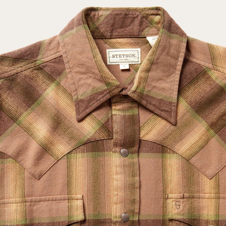 Stetson män flanell västernskjorta LLFB340 kläder brun