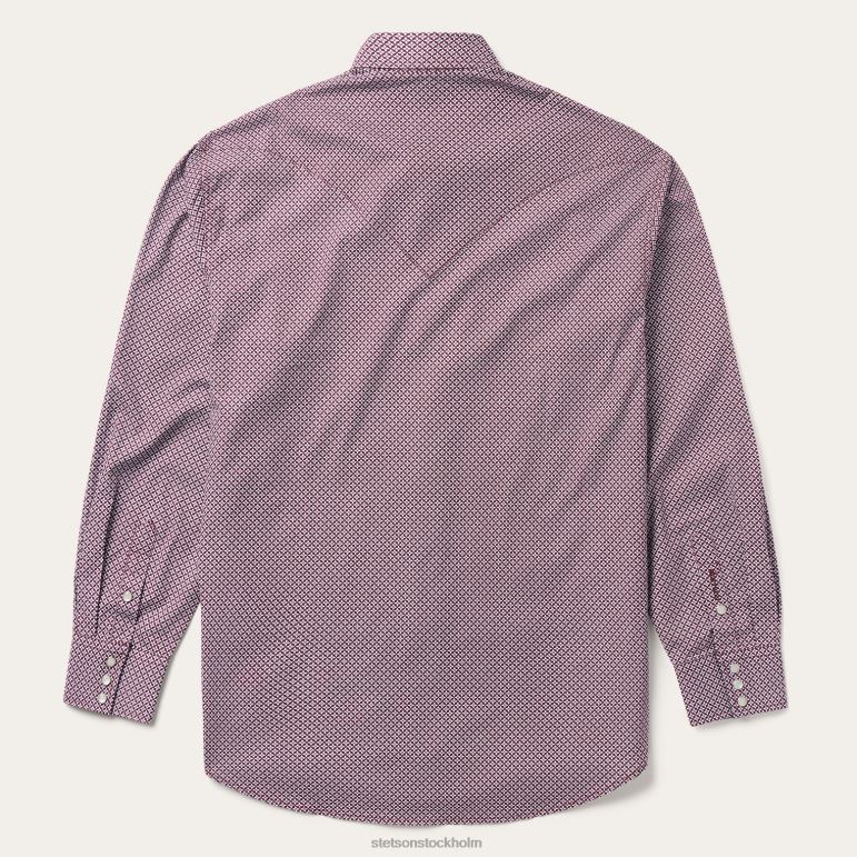 Stetson män fyra punkts västernskjorta med geotryck LLFB372 kläder blå