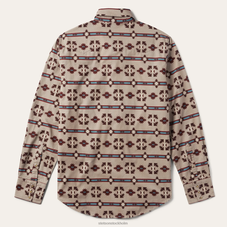 Stetson män gaucho randig skjorta LLFB334 kläder brun