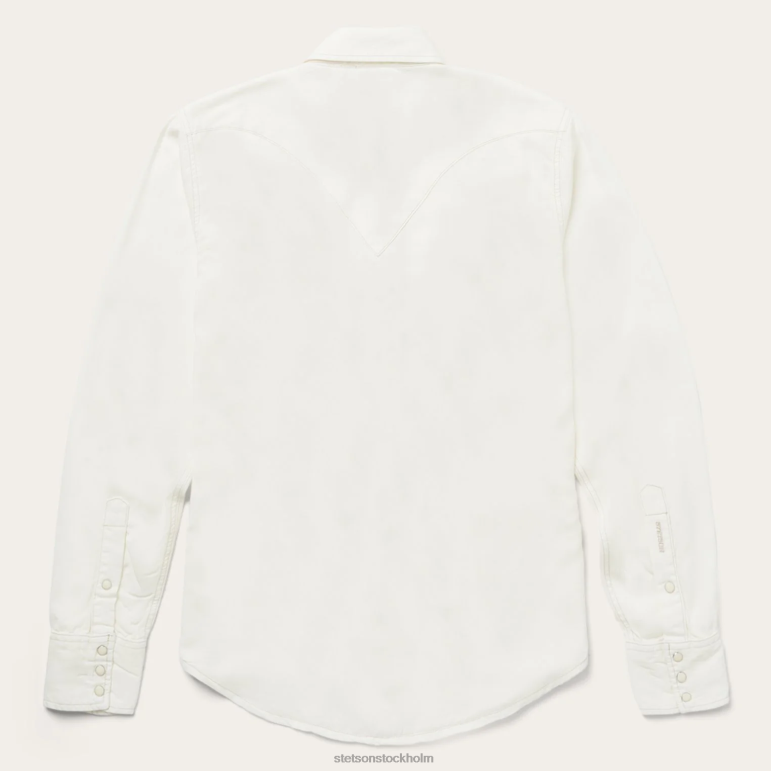 Stetson män grädde tencel twill skjorta LLFB307 kläder vit