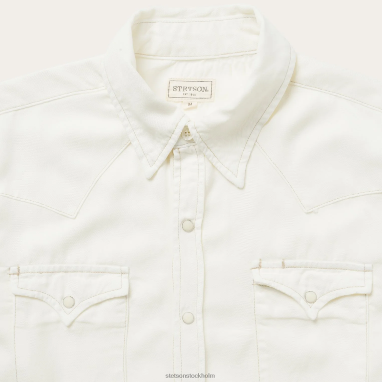 Stetson män grädde tencel twill skjorta LLFB307 kläder vit