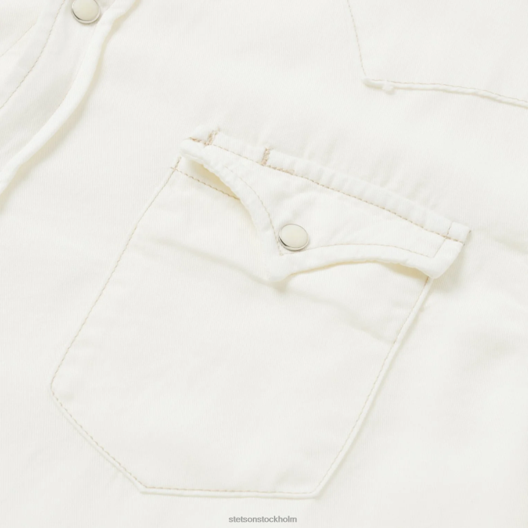 Stetson män grädde tencel twill skjorta LLFB307 kläder vit