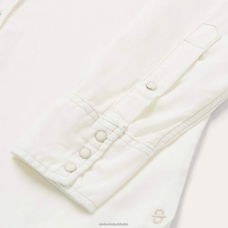 Stetson män grädde tencel twill skjorta LLFB307 kläder vit