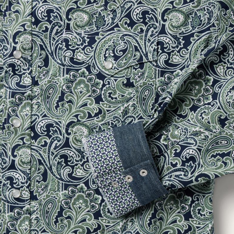 Stetson män greenspring västernskjorta med paisleytryck LLFB319 kläder blå