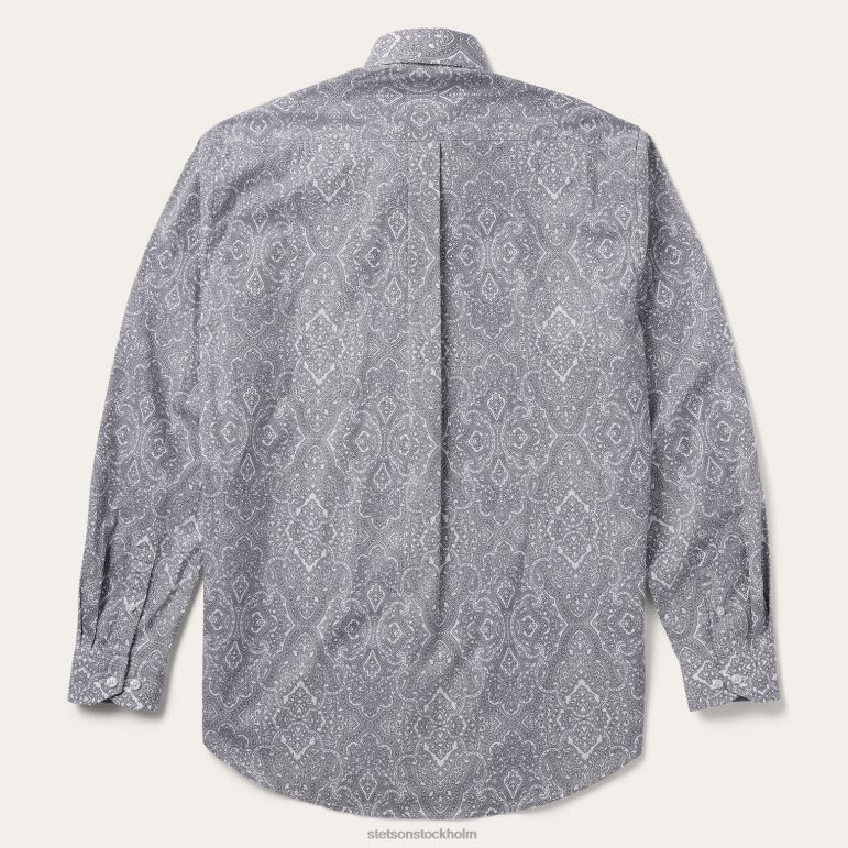 Stetson män highland paisley skjorta med knapp framtill LLFB354 kläder grå