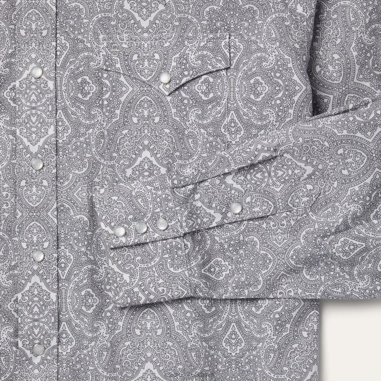 Stetson män highland paisley skjorta med snäpp fram LLFB352 kläder grå