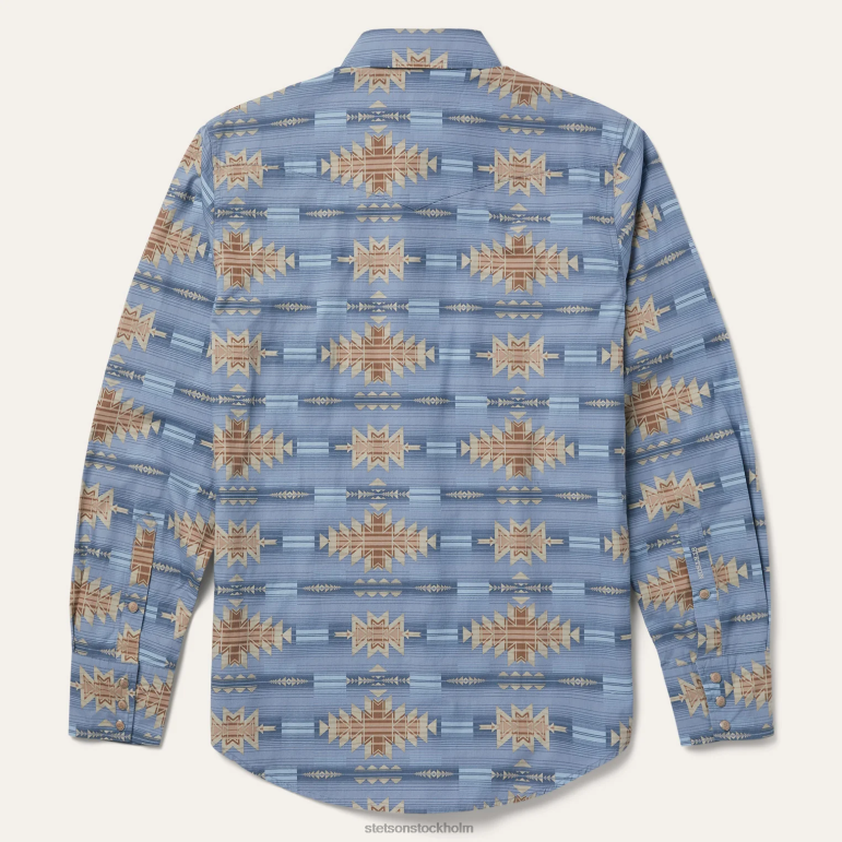 Stetson män öken horisont skjorta LLFB343 kläder blå