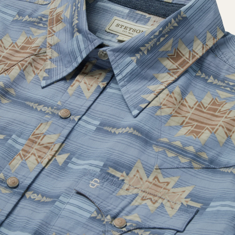 Stetson män öken horisont skjorta LLFB343 kläder blå