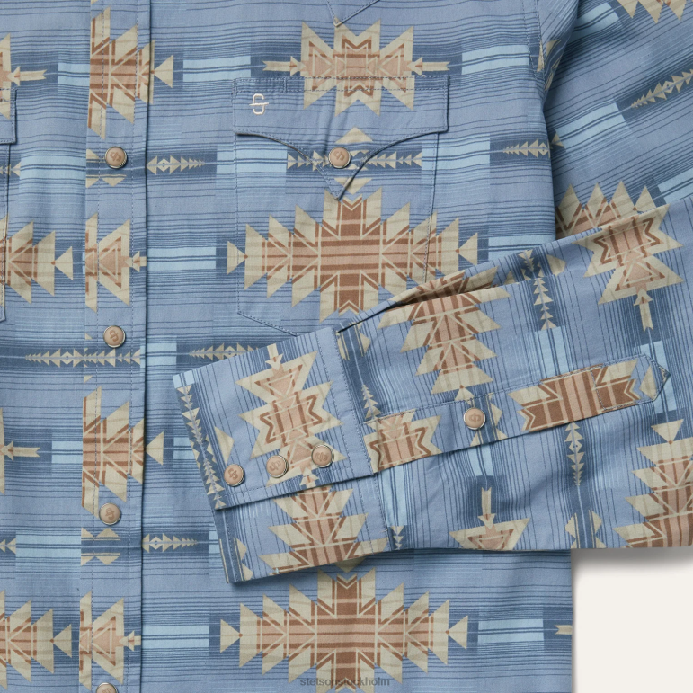 Stetson män öken horisont skjorta LLFB343 kläder blå