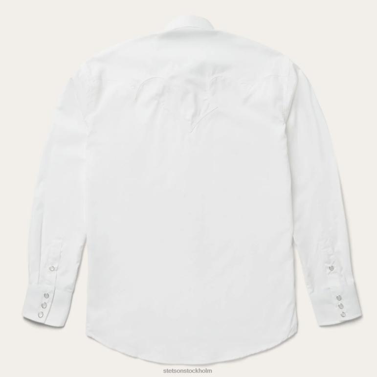 Stetson män klassisk solid poplinskjorta LLFB323 kläder vit