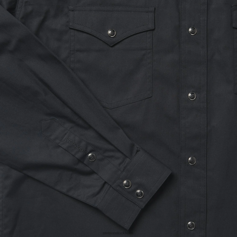 Stetson män klassisk westernskjorta LLFB299 kläder svart