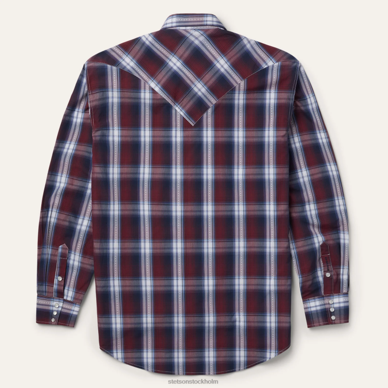 Stetson män lycka till rutig westernskjorta LLFB345 kläder vin