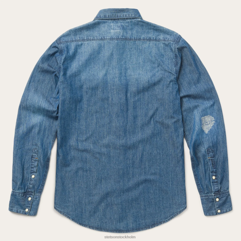 Stetson män medium jeansskjorta LLFB337 kläder blå