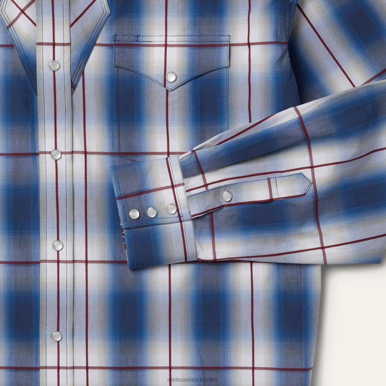 Stetson män ombre westernskjorta LLFB359 kläder blå